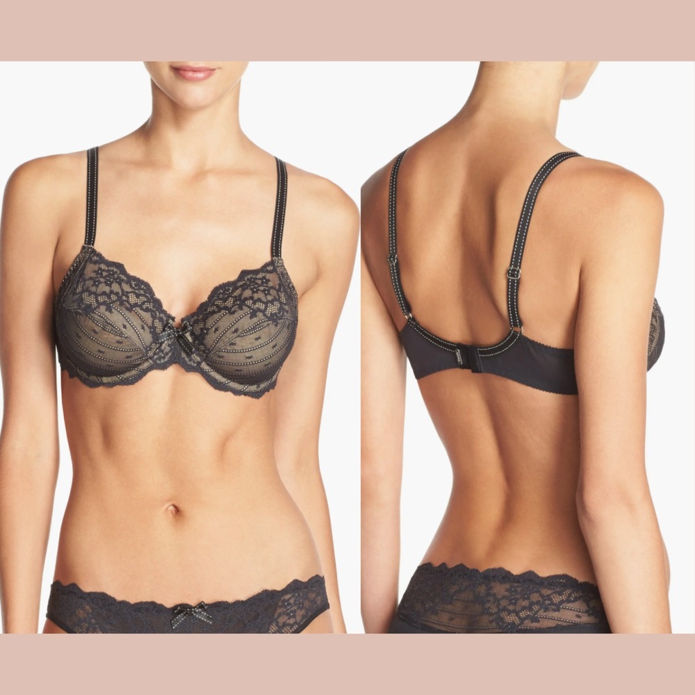 EUC $94 Chantelle [ 36H US ] Rive Gauche Full Coverage Underwire Bra Black U1824